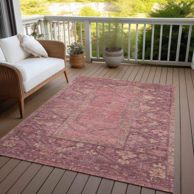 Machine Washable Indoor/Outdoor Xhevrie Blush Rug, Rectangle 8' x 10'