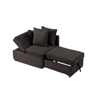 Chaise de rangement fonctionnelle en tissu gris avec coussins L 29 po x l 39 po x H 31 po Livi