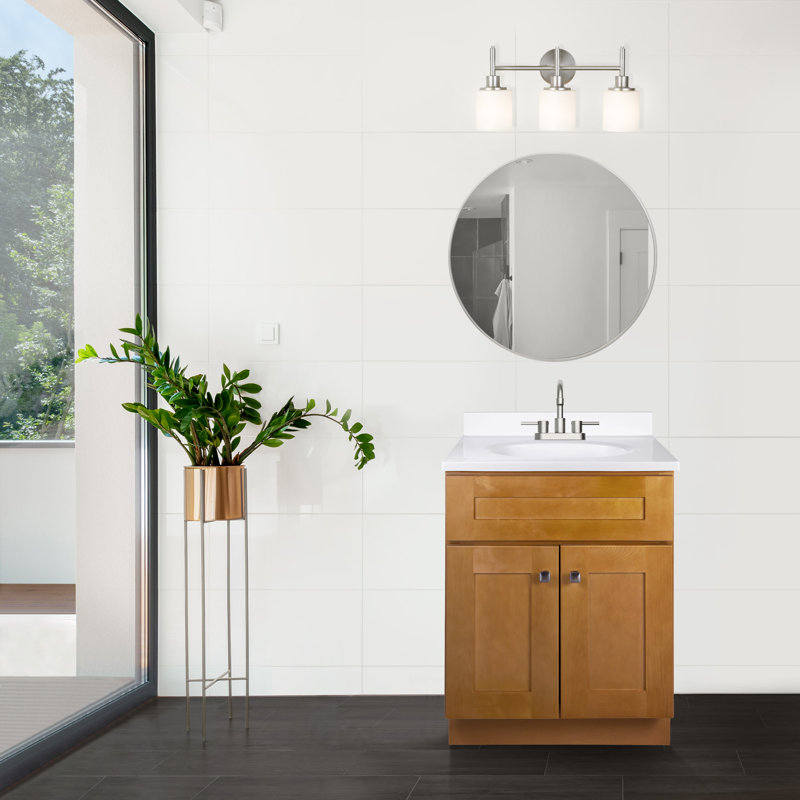 25 Inch Bathroom Vanity with Top, Ready to Assemble, Sherwin Williams – Design House, 584722, Solid White, Brown