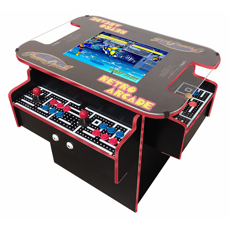 Premium 3 Sided Cocktail Arcade Machine with 19" Monitor and 1162 Retro Games - Fully Assembled, Red