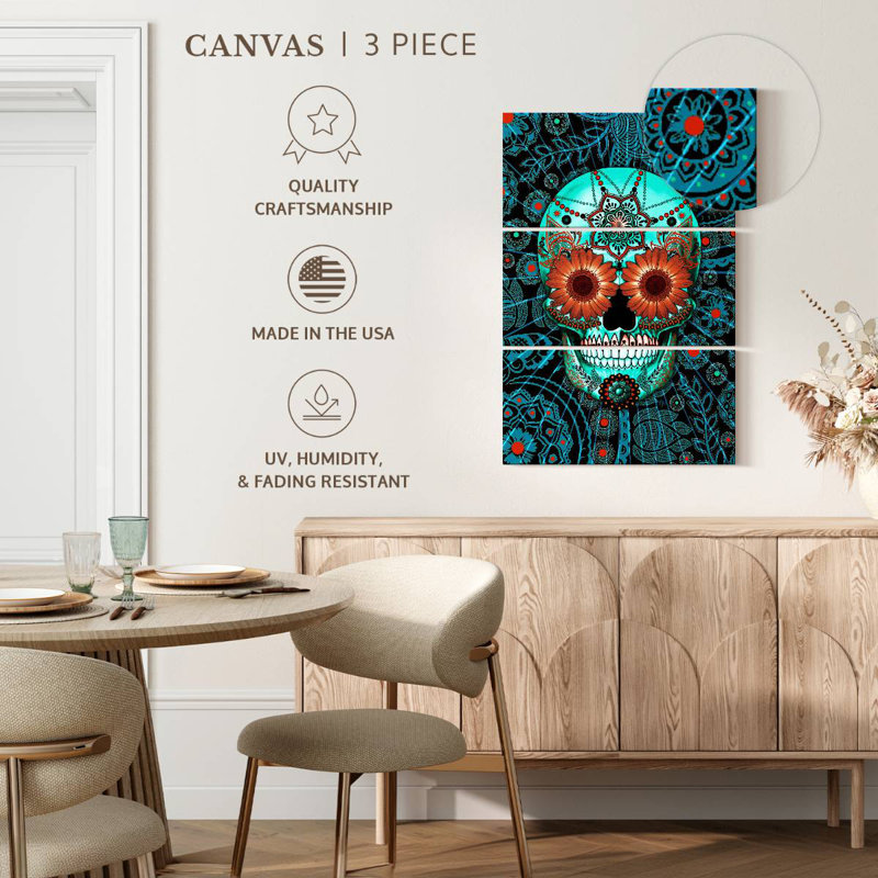 Kerner Sugar Skull Caribbean Blue, 57" H x 36" W