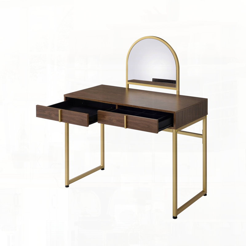 Bureau de coiffeuse avec miroir et plateau à bijoux au design élégant
