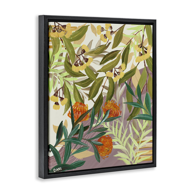 Cadre flottant Walk With Me Florals, design par Dani Heyward, H 21 po x l 17 po, Cadre flottant noir de jais