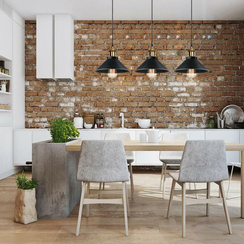 Modern Industrial Latshaw 3-Light Island Cone Ceiling Pendant – Adjustable Lighting for Kitchen & Dining Rooms by Mercury Row