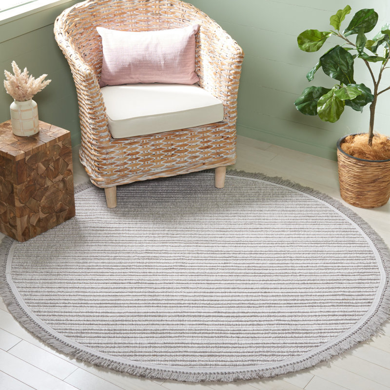 Marah Performance Striped Rug, Round 5'3"