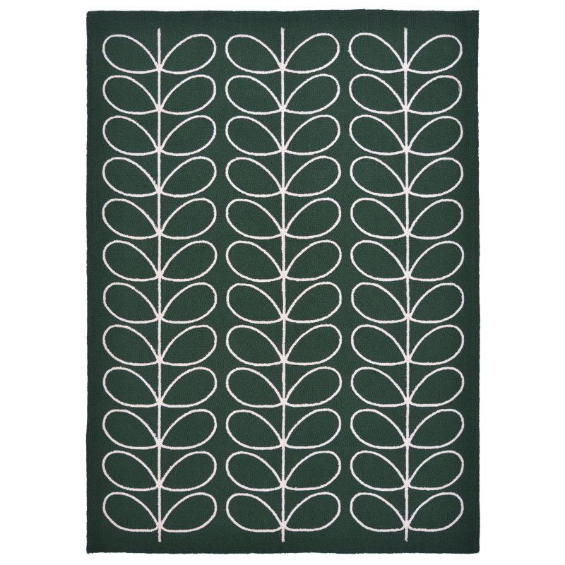 Hand Hooked Floral Area Rug in Jade/Beige, Rectangle 5'3" x 7'6"
