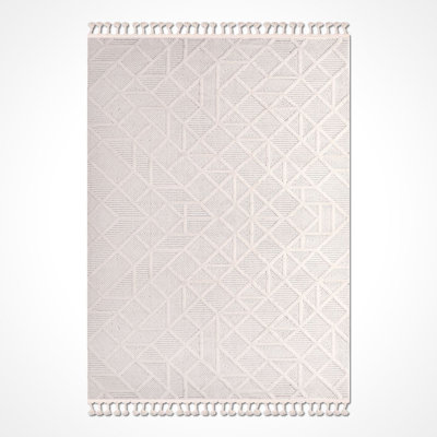 Modern/Geometric Beige Machine Washable Non-Slip Area Rug