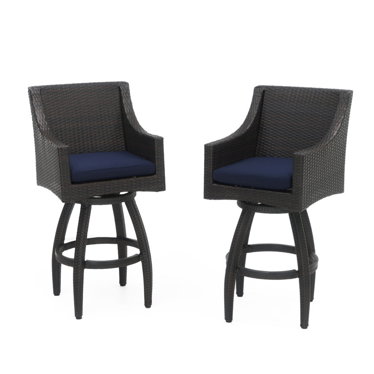 Fionnula Powder Coated Aluminum Outdoor 30'' Bar Stool with Cushion