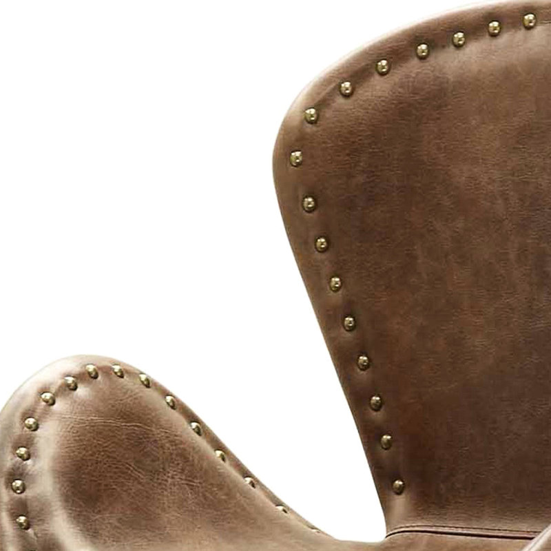 Fauteuil baquet classique brun avec dossier courbé élégant et décor rétro