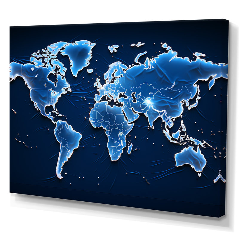 Méridiens majestueux - carte du monde murale, Toile tendue, 12" H x 20" W