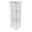 3-Tier Single Door Glass Display Cabinet with LED Puck Light,  Compact Frameless Curio Cabinet with Glass Top, Black / White-2084647867