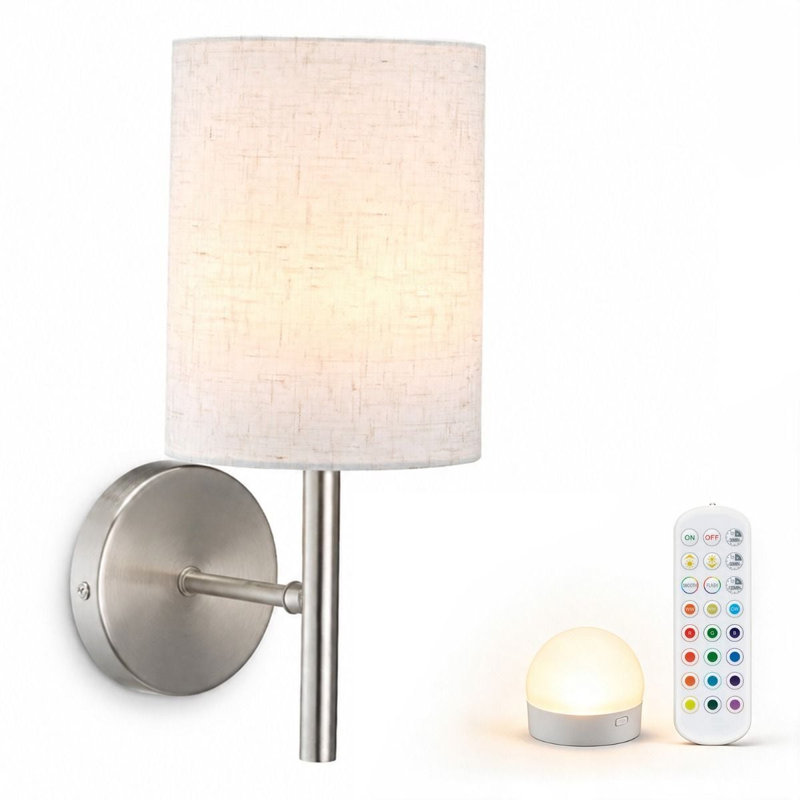 Aluminium LED Armed Sconce, Beige / Satin Nickel