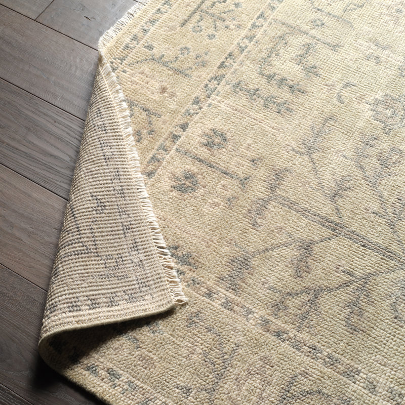 Tapis crème / vert noué à la main Jaipur Living Ginerva (8 pi 6 po x 11 pi 6 po), Rectangle 8 pi 6 po x 11 pi 6 po