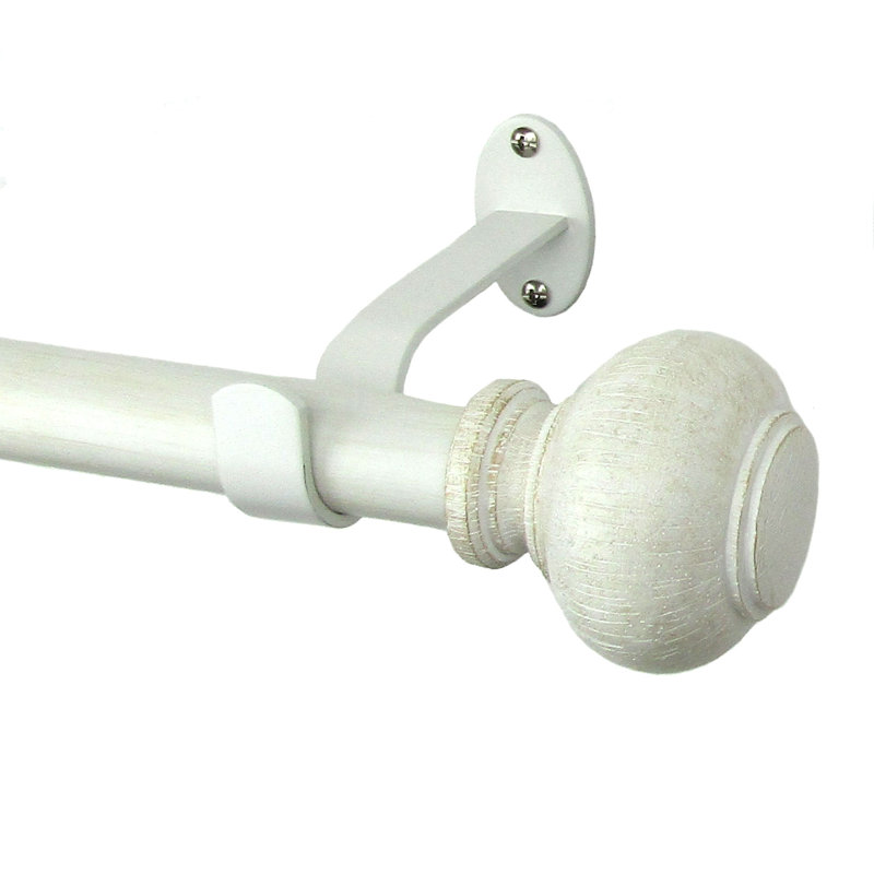 Tringle à rideau ajustable Samir Rustic, Blanc, 86 po - 120 po