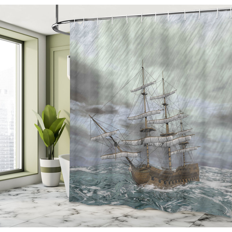 Ensemble de rideau de douche + crochets, H 70 po x l 69 po