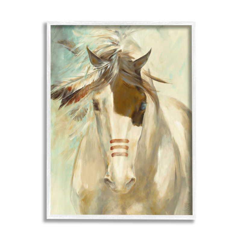 Portrait contemporain doux de crinière à plumes du sud-ouest, Giclée encadrée blanc bord de mer, H 14 po x l 11 po x P 1,5 po