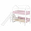 Lit superposé de style maisonnette avec glissade, escalier de rangement et garde-corps de sécurité-1994098356