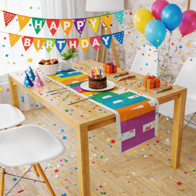 Birthday Decorations - Happy Birthday Table Runner | Happy Birthday Decorations for Home Party Kitchen Dining Table Decor - Birthday Party Favors Supplies