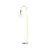Bartola Gold Metal Marble Base Arched Floor Lamp