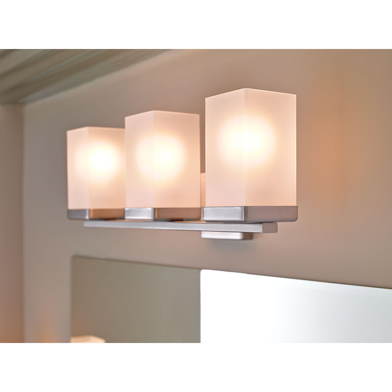 90 Degree Modern Dimmable 3-Light Wall Mounted Bathroom Vanity Lighting Fixture, Brushed Nickel, 3