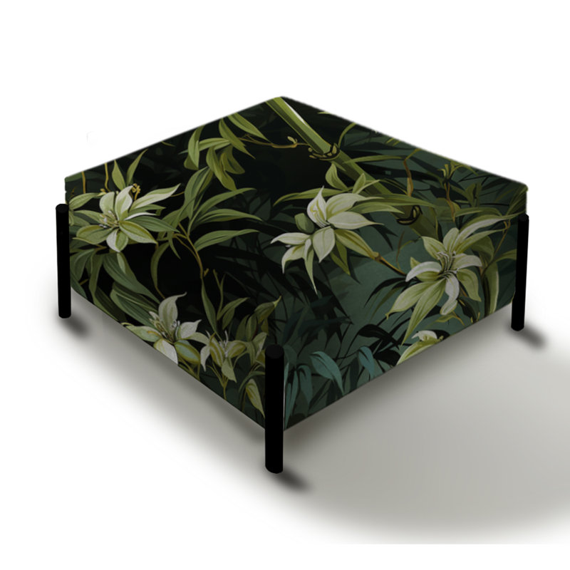 Bamboo Bliss - Oriental Large Square Ottoman