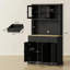 Armoire de cuisine 71 po avec tiroirs et tablettes ouvertes noires modernes 71 po - Centre de rangement pour café ou micro-ondes-1802624699
