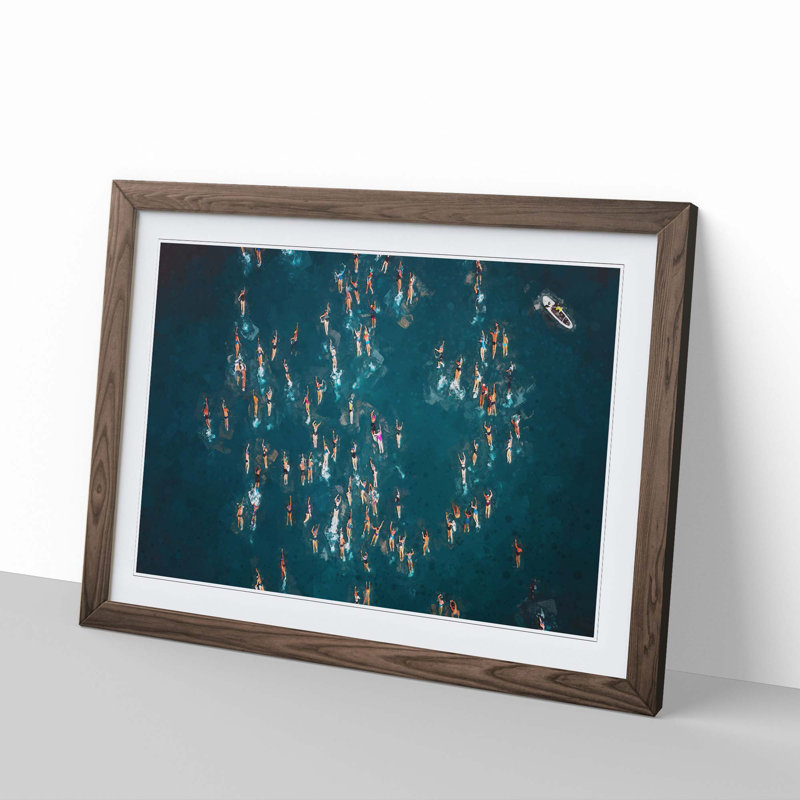 Swimmers in Brazil - Framed Print, Walnut Framed, 27cm H x 36cm W x 2cm D