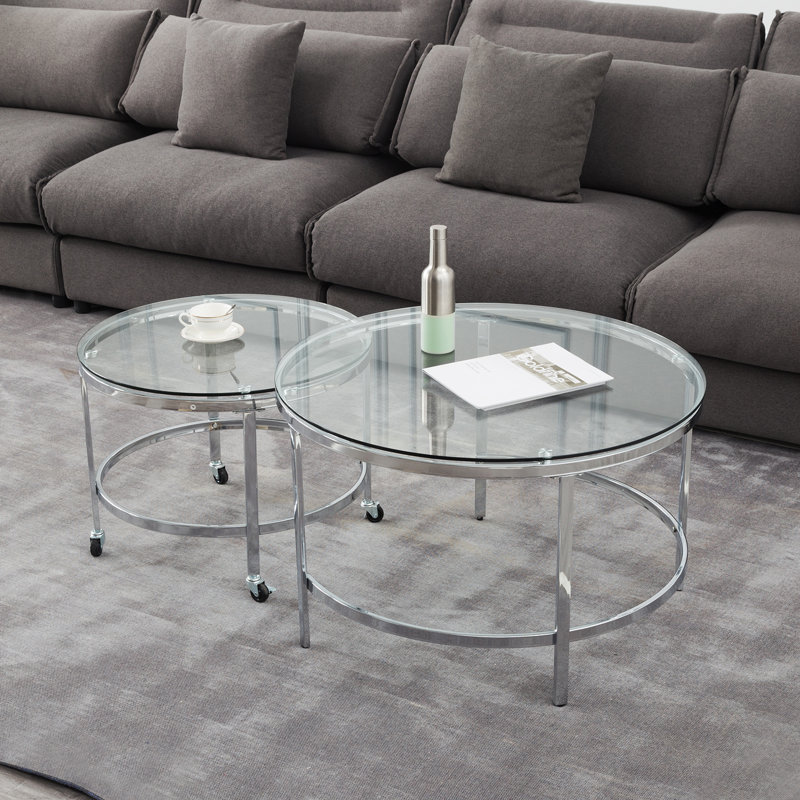 Antich Glass Tray Top Nesting Tables