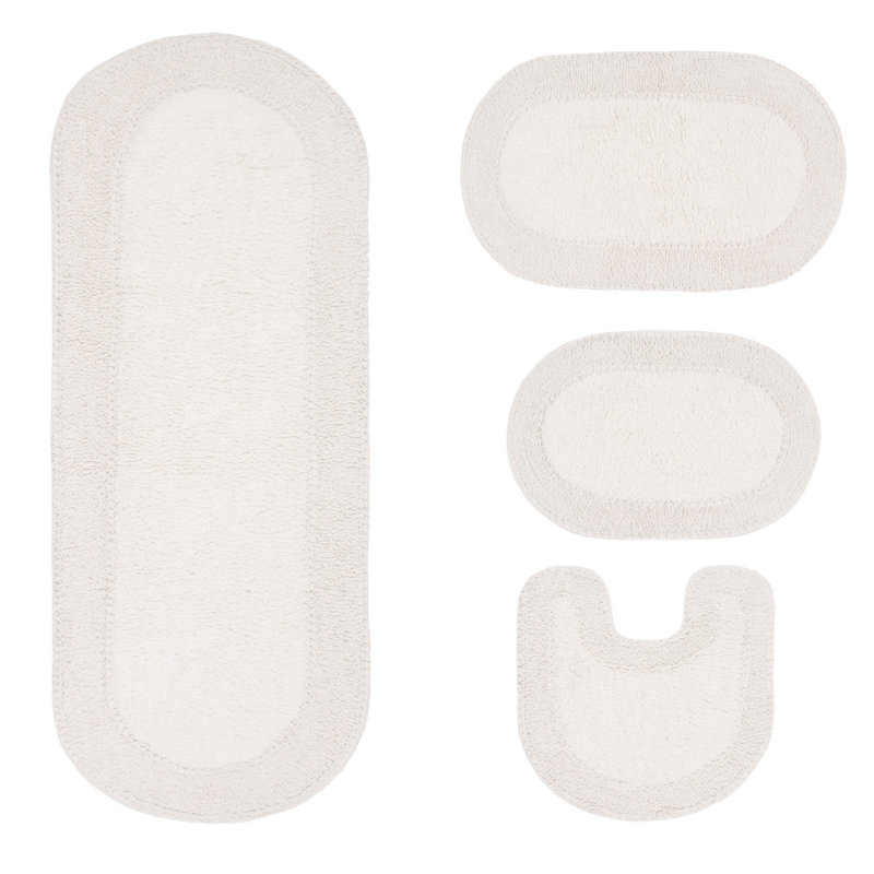 Tapis de bain 100% coton Traci (ensemble de 4), Ivoire ivoire