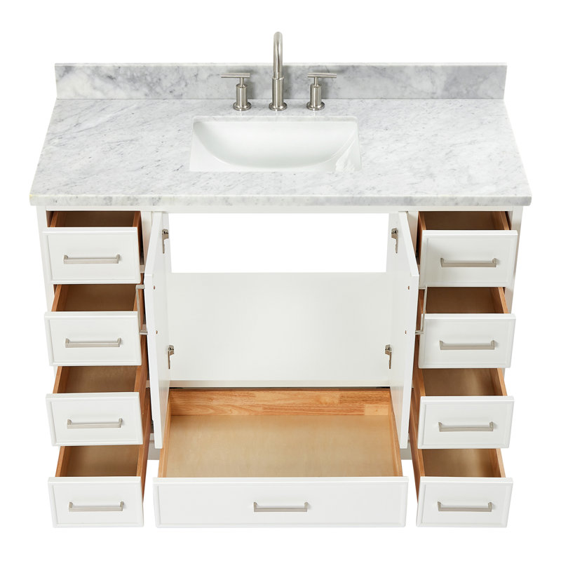 Meuble-lavabo simple avec plateau Abita 49, Blanc