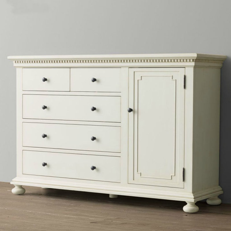 Commode rétro de style européen vieillie, Crème
