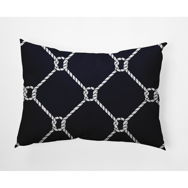 Nautical Nights Outdoor Reversible Throw Pillow, Navy Blue
