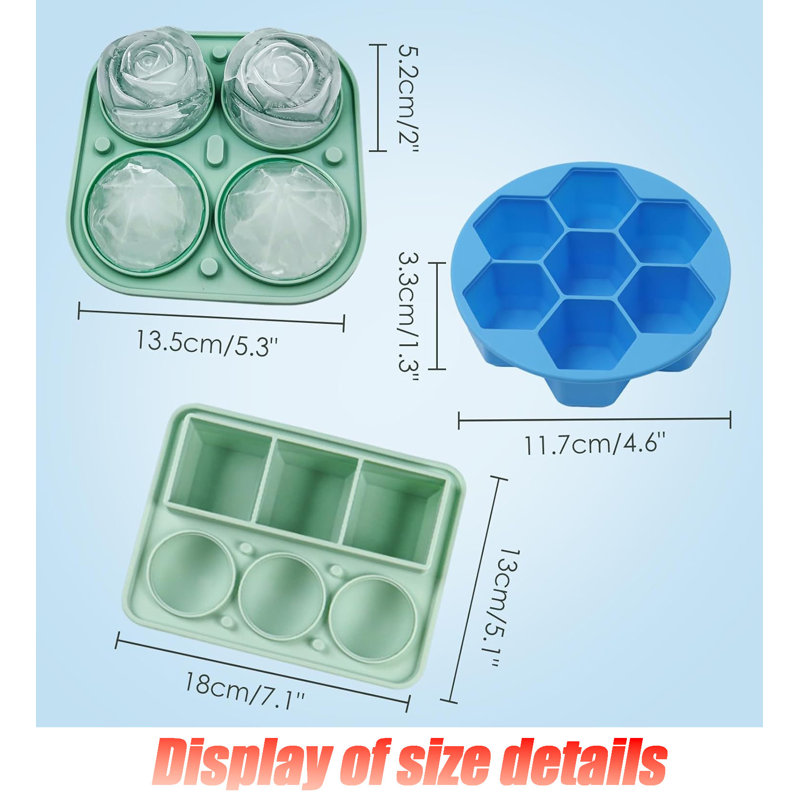 Paquet de 2 plateaux à glaçons en silicone - Moules à glace 3D très grands avec couvercle en forme d'entonnoir anti-fuite | Créez de la glace amusante à losanges / sphères / cubes pour les cocktails, le whisky et le café glacé | Sans BPA, flexibl