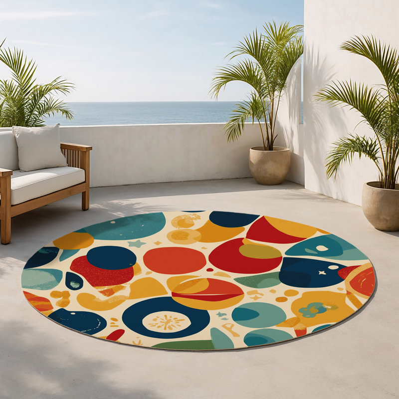 Tapis intérieur et extérieur Retro Bounce, Rond 5 pi
