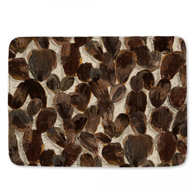 Brown Cactus Pattern Bath Mat, 24in W x 17in L