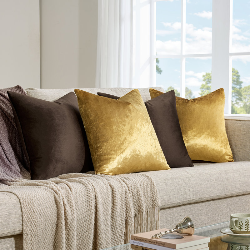 Ensemble de 4 housses de coussin en velours de luxe, housse décorative douce pour canapé-lit, salon, canapé, chambre à coucher