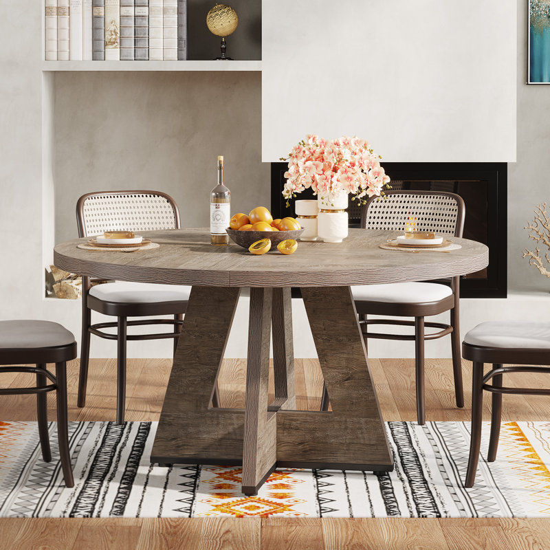 Liena 47'' Round Dining Table, Gray