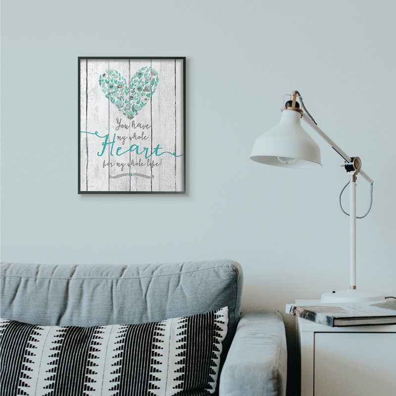 «My Whole Heart» - impression d'art graphique, H 16 po x l 20 po, Giclée encadrée noir minuit