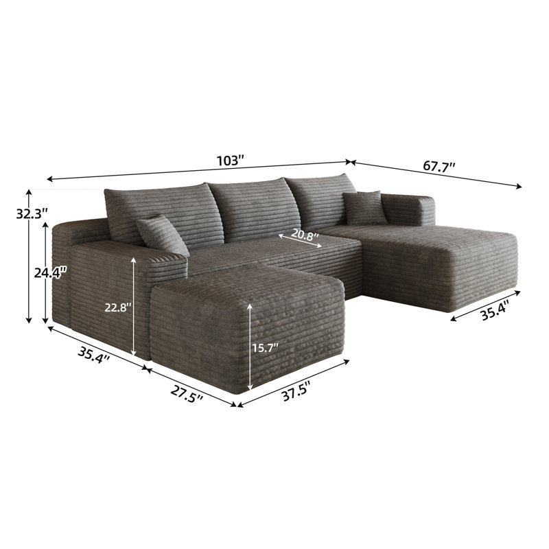 Canapé modulaire 103 "Cloud, Black Fabric