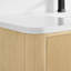 Meuble-lavabo mural simple 48 po en chêne scandinave Francesca, comptoir en quartz Giotto arrondi, lavabo carré encastré (3 trous), garniture noir mat-134514809-134514811