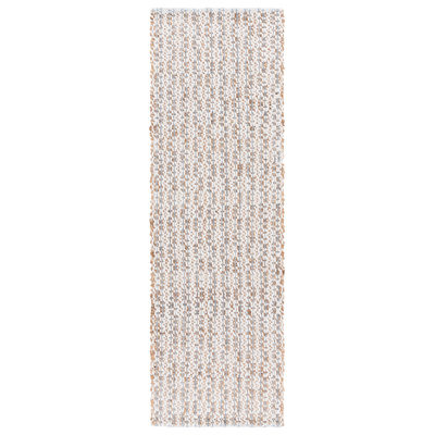 Natural Fiber 225 Hand Loomed Jute/Wool/Pet No Pattern Rug in Natural/Light Blue