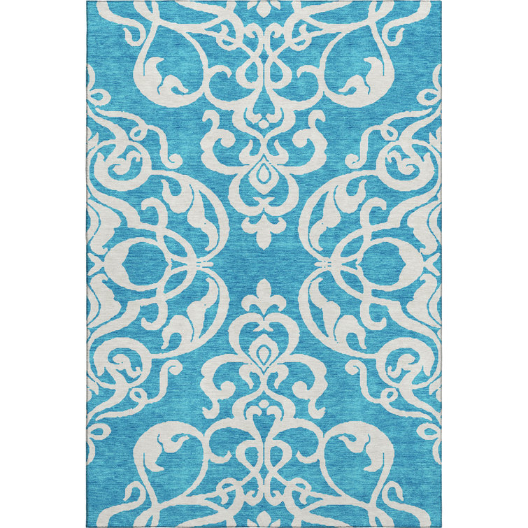 Premium Machine Washable Prisco Turquoise Rug