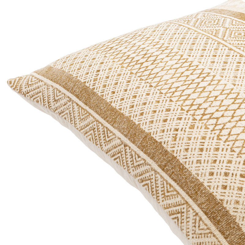 Oreiller carré 100% coton Zetta, 22 po x 22 po, Housse de coussin seulement - sans coussin, Beige clair / brun clair