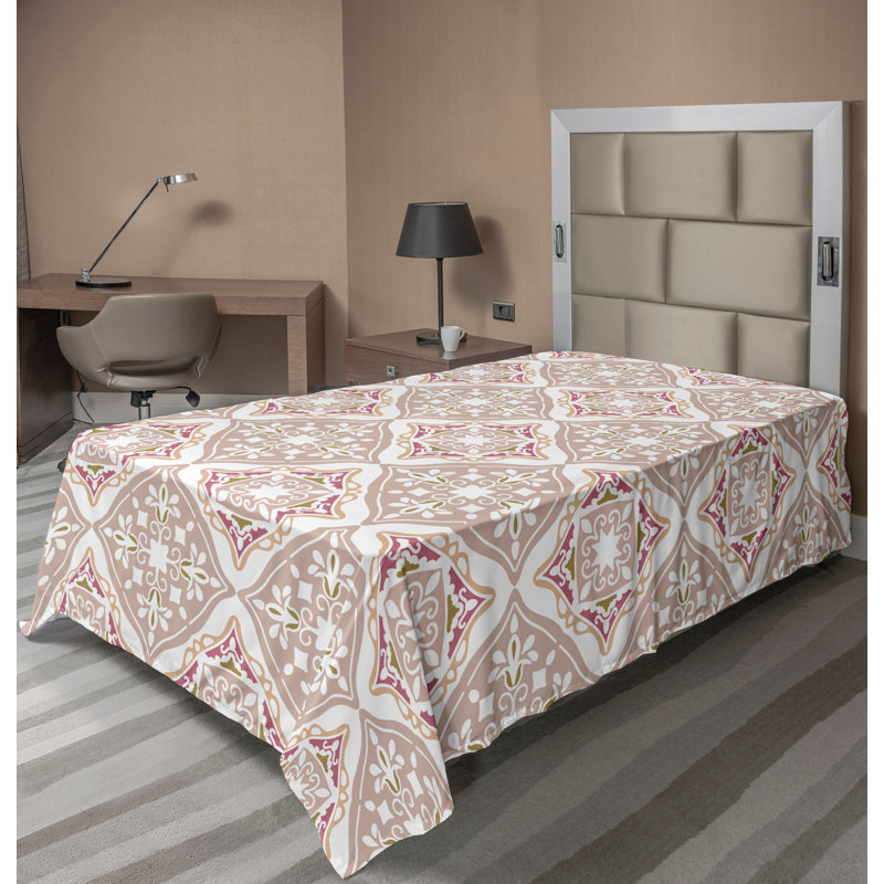 Ambesonne Top Flat Sheet Royal, Twin XL Flat Sheet, White Beige Pink Floral 8
