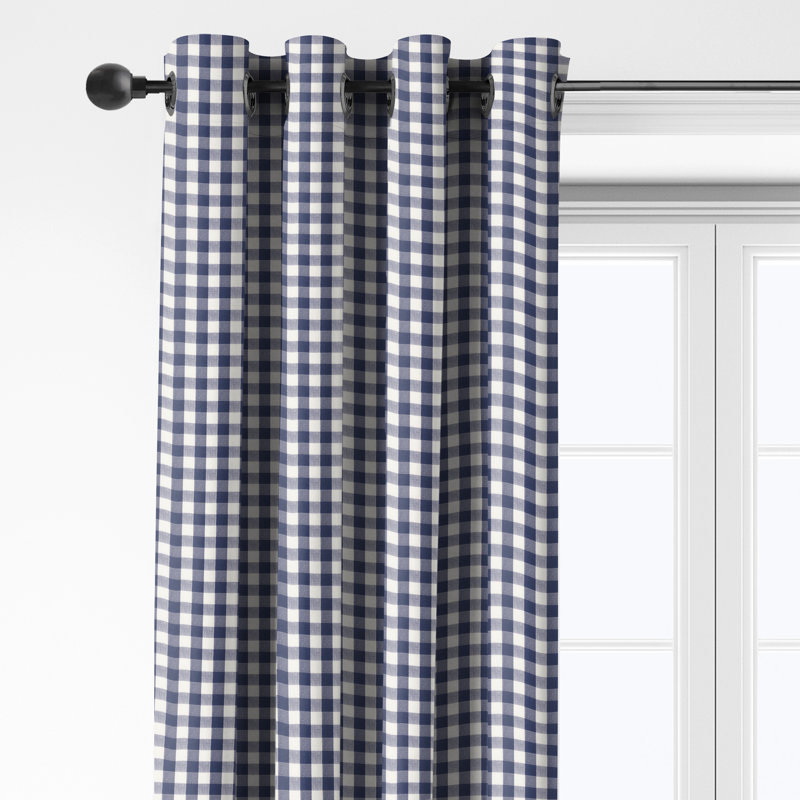 Ensemble de 2 panneaux de rideau à œillets en coton indigo / ivoire, L 50 po x L 216 po