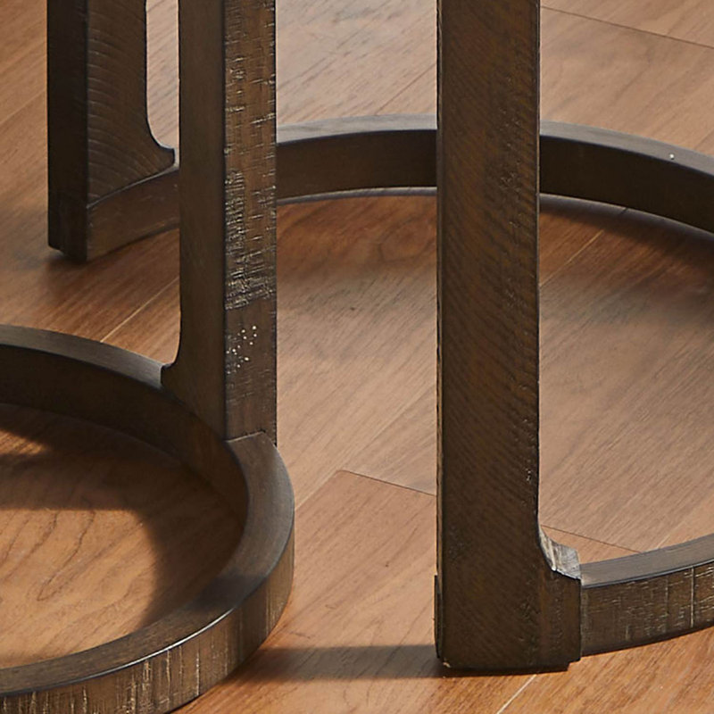 24" Round Nesting Coffee Table Set Of 2, Dark Brown