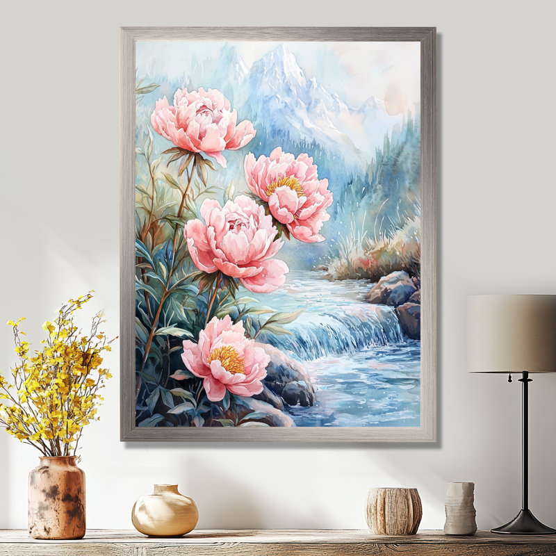 Gitza - art mural floral, Reproduction encadrée d'une seule photo, Argent argent, H 20 po x l 12 po