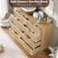 Commode à 8 tiroirs pour chambre à coucher, tiroirs profonds, commode haute naturelle, plateau large, grande commode