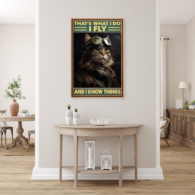 Cat Pilot I Fly 2 - 1 Piece Rectangle Graphic Art Print On Wrapped Canvas, L 24 po x H 36 po