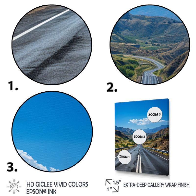 Route à travers les montagnes II sur toile, H 20 po x l 12 po x P 1 po, Encadrement doré